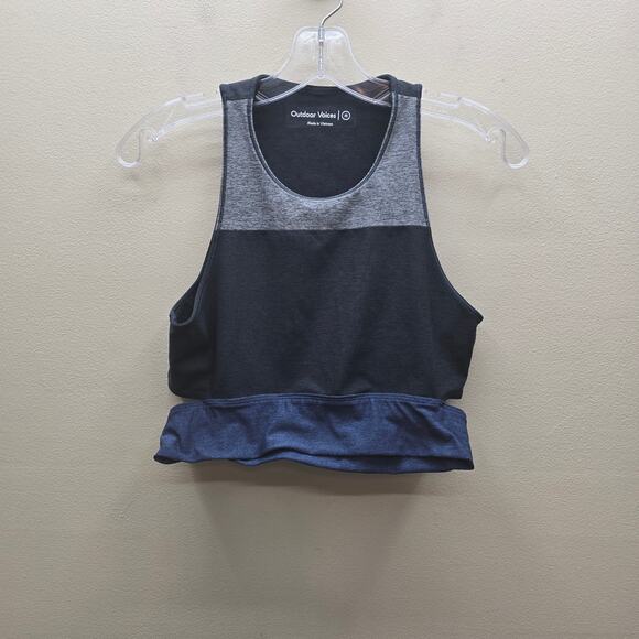 Outdoor Voices Slashback Cropped Tank Top Athletic Colorblock Blue Black Medium - Picture 1 of 4